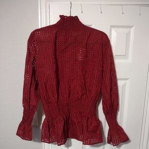 Burgundy long sleeved blouse-size 18/20